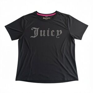 New Juicy Couture Sport Rhinestone Logo Tee Black Large Y2K 2000s Athleisure